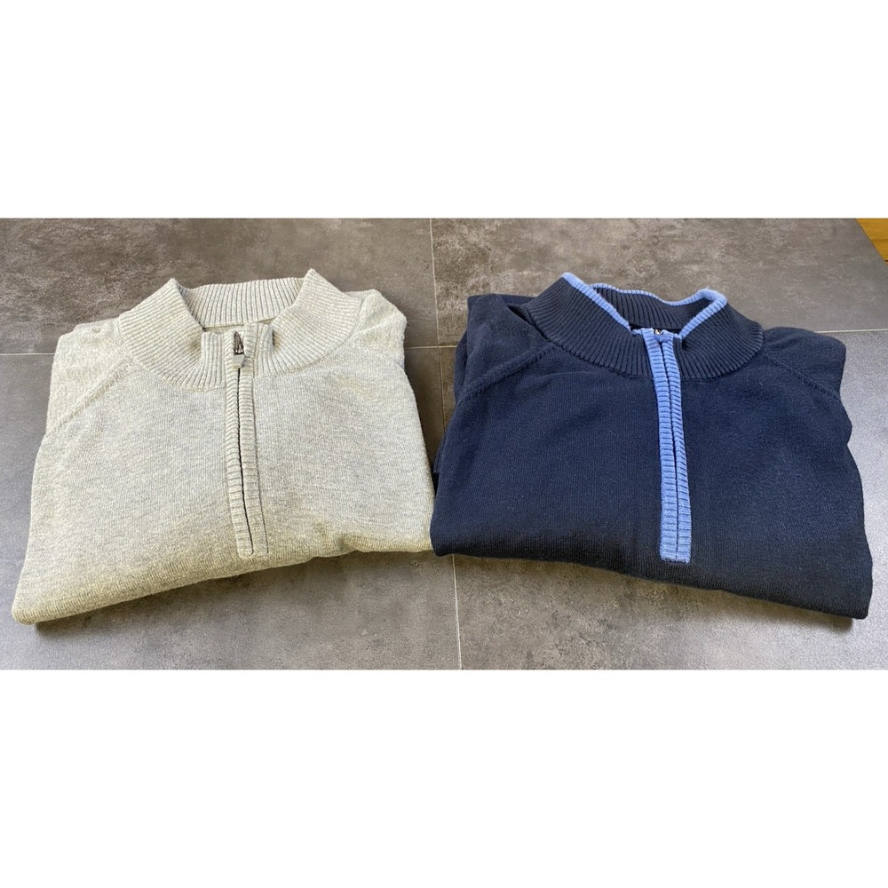 Duluth Men's Lot of 2 Pullover 1/4 Zip Pullover Sweaters Navy & Grey Size XL